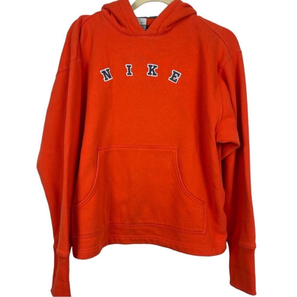 🥑5/$35 Vtg Y2K Nike Hoodie Embroidered Spellout womens Size M 8-10 00’s